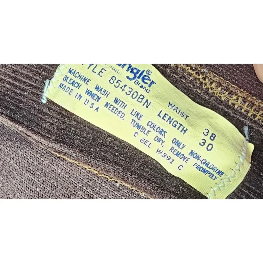 Wrangler RARE 80s made in USA chocolate brown corduroy jeans 8543pbn 38 x 30